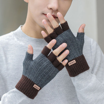 Men's Warm Thickened Knitting Half Finger Gloves