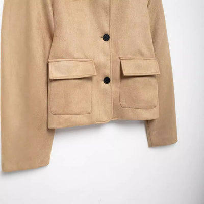 Women's Fashion Simple Suede Leather Short Leather Jacket