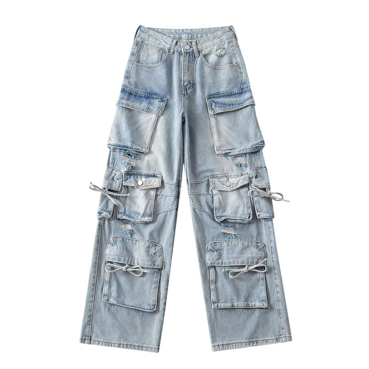 American Style Fashion Work Clothes Style Straight-leg Denim Trousers