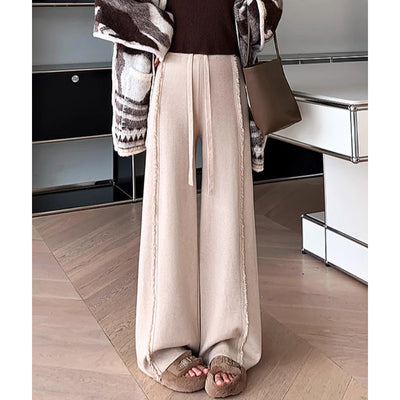 Fringed Burr Knitted Trousers Women's Drape