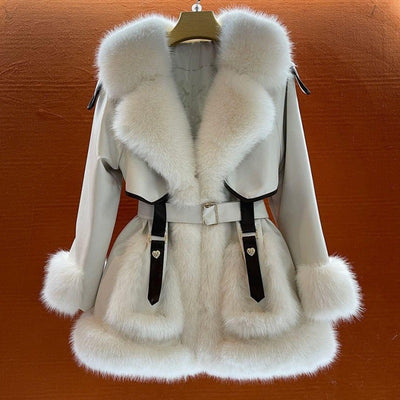 Elegant Big Fur Collar Fur Fur Coat For Women