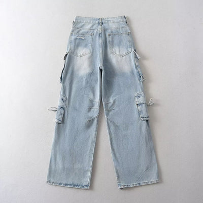 American Style Fashion Work Clothes Style Straight-leg Denim Trousers