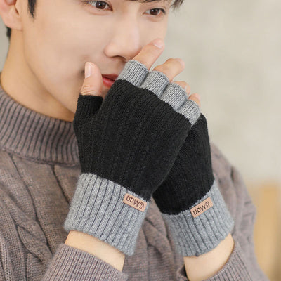 Men's Warm Thickened Knitting Half Finger Gloves