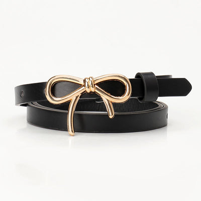 Women's Bow Belt Gold Buckle All-match