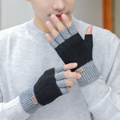 Men's Warm Thickened Knitting Half Finger Gloves