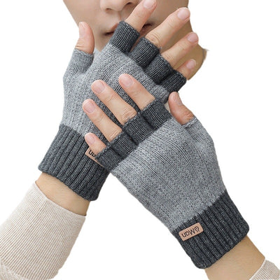 Men's Warm Thickened Knitting Half Finger Gloves