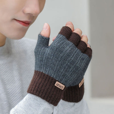 Men's Warm Thickened Knitting Half Finger Gloves