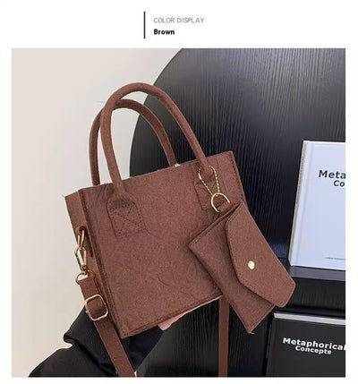 Simple Small Handbag Women's Fashion Felt One Shoulder Combination Bags