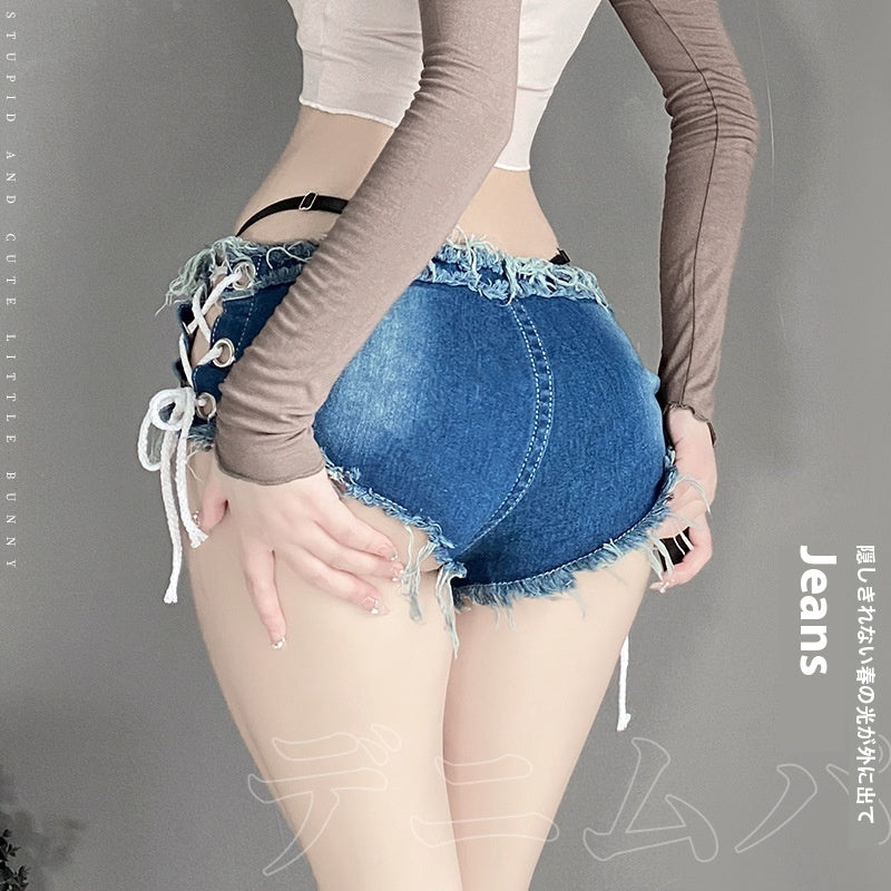 Sexy Underwear Women's Open-end Free Off Denim Shorts