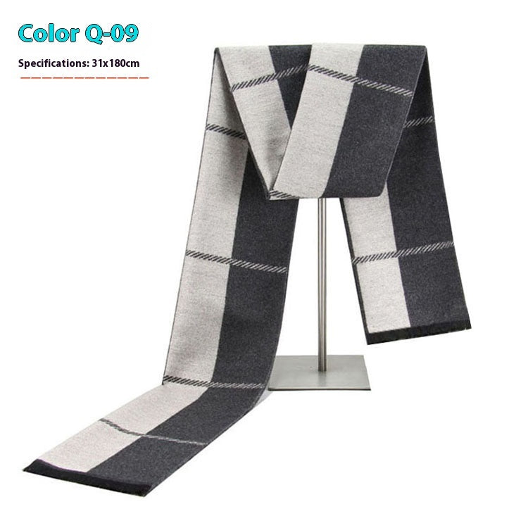 New Men's Winter Warm Cashmere-like Striped Business Scarf For Young People