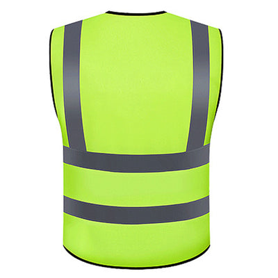 Safety Reflective Vest Construction Industrial Building Road Highway Traffic Cloth Zipper Type Multi Pocket Green