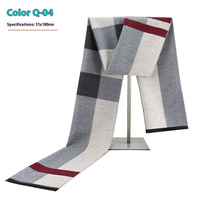 New Men's Winter Warm Cashmere-like Striped Business Scarf For Young People