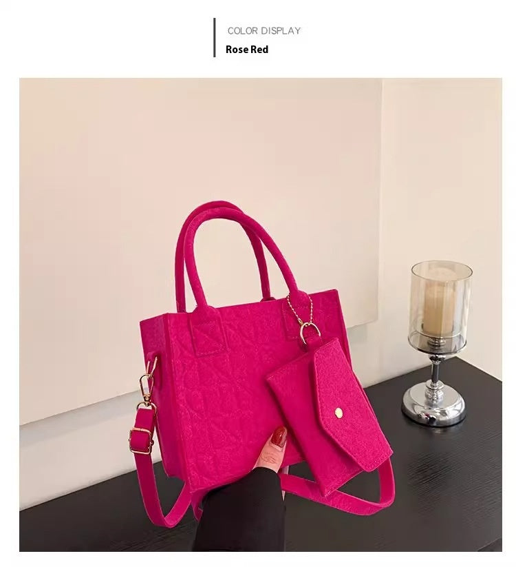 Simple Small Handbag Women's Fashion Felt One Shoulder Combination Bags