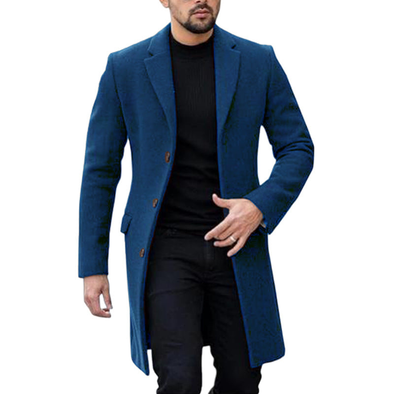 Single-breasted Cardigan Woolen Coat Men's Coat