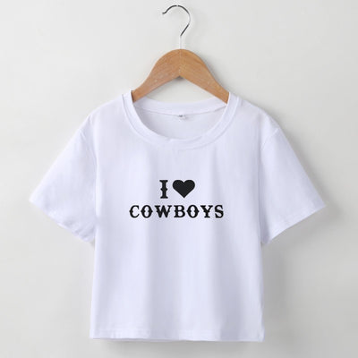 European And American Spring And Summer New Letter Printing Bare Midriff Slim Fit Short Sleeve