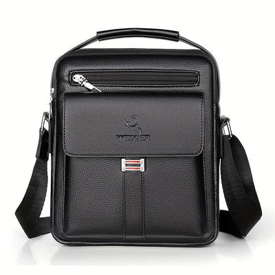 Leather Messenger Crossbody Shoulder Bag For Men Work Business Casual Adjustable Straps With  Metal Zipper