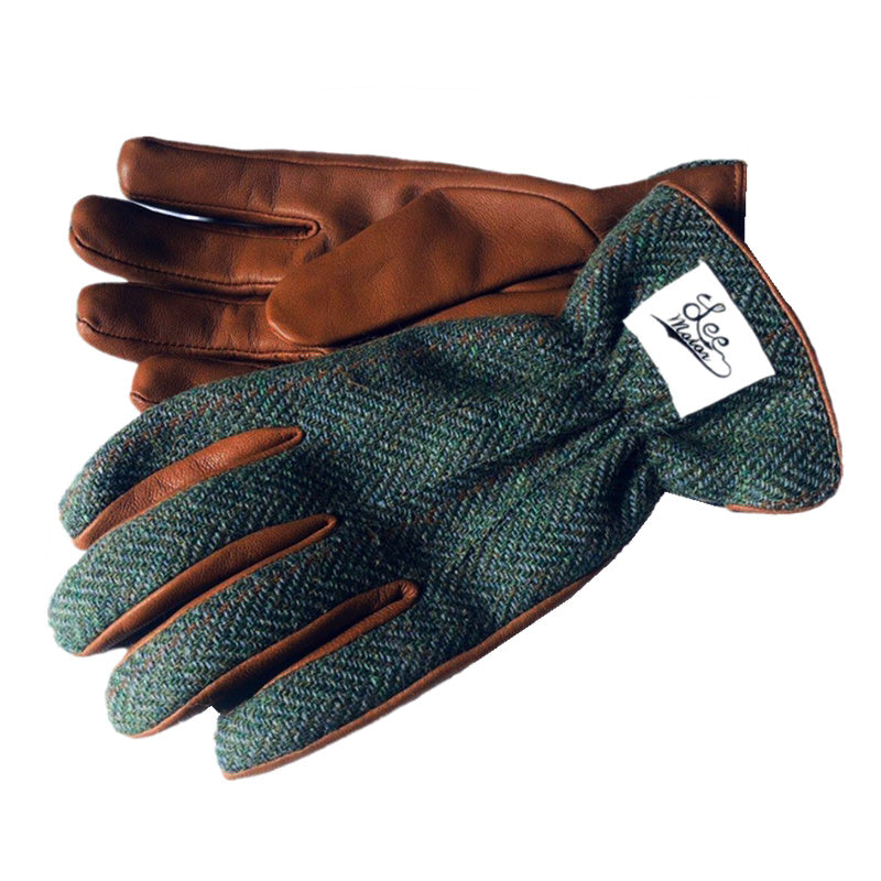 Cold Protection In Winter Fleece-lined Warm Motorcycle Touch Screen Tweed Leather Gloves