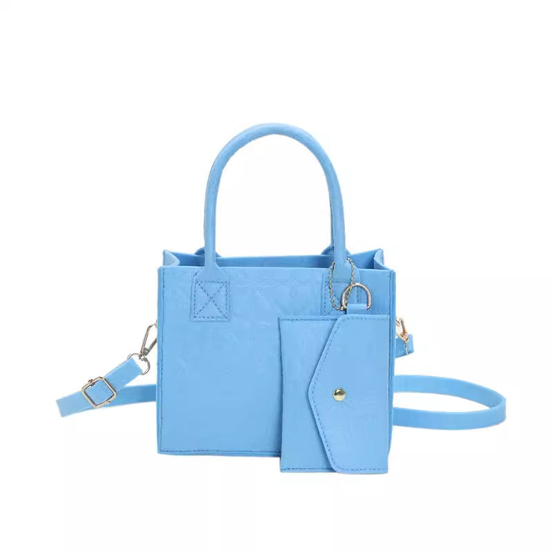 Simple Small Handbag Women's Fashion Felt One Shoulder Combination Bags