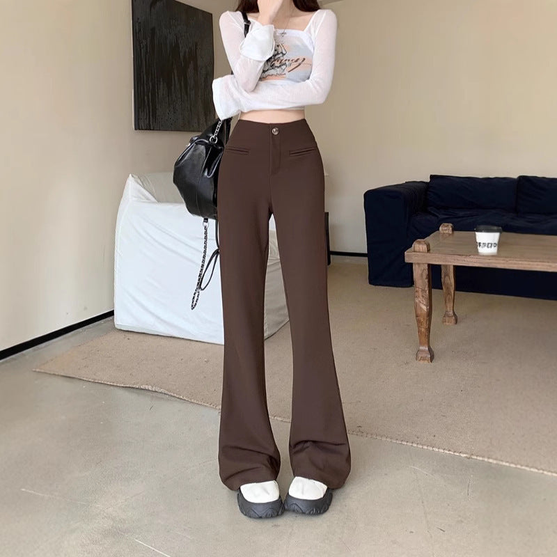 High Waist Slim Fit Women's Spring Versatile Slimming And Straight Casual Pants